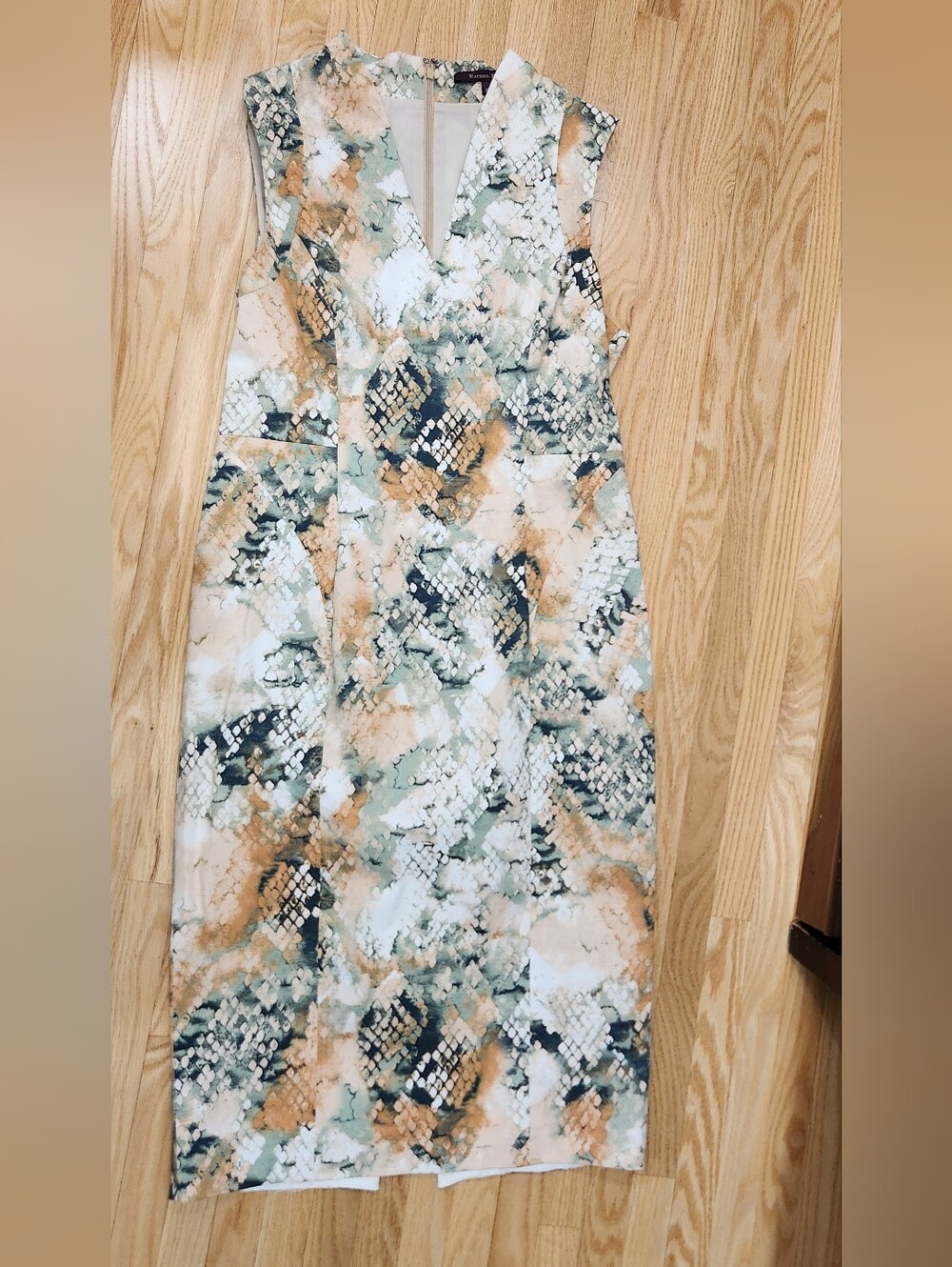 RACHEL Rachel Roy Snake-Scale Print Fabric in Green, Tan, Cream